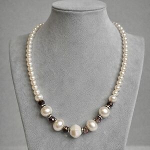 Classic Pearl and Brown Beaded Necklace